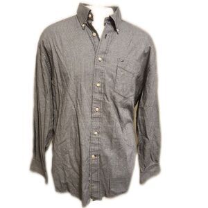 Tommy Hilfiger navy & white houndstooth pattern button down shirt L